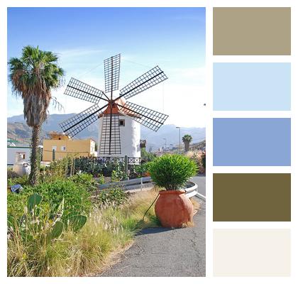 Countryside Windmill Sunny Day Image